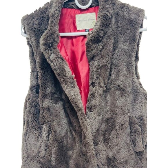 Blossom & Clover Women’s Faux Fur Outer Shell Vest Coats Jacket Brown Size M - Picture 5 of 9